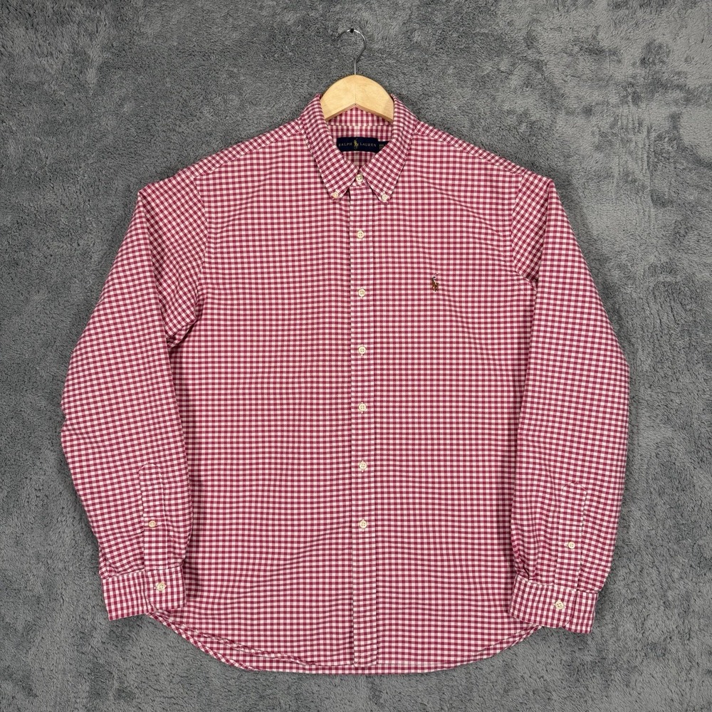 Ralph Lauren Shirt Mens 2XL Rose Red Gingham Check 100% Cotton Flesh Pony